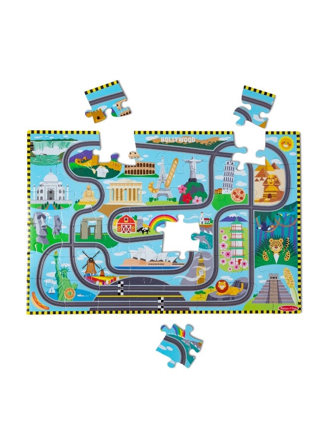 Melissa & Doug Race Around The World Tracks Floor Puzzle (48 Pieces)