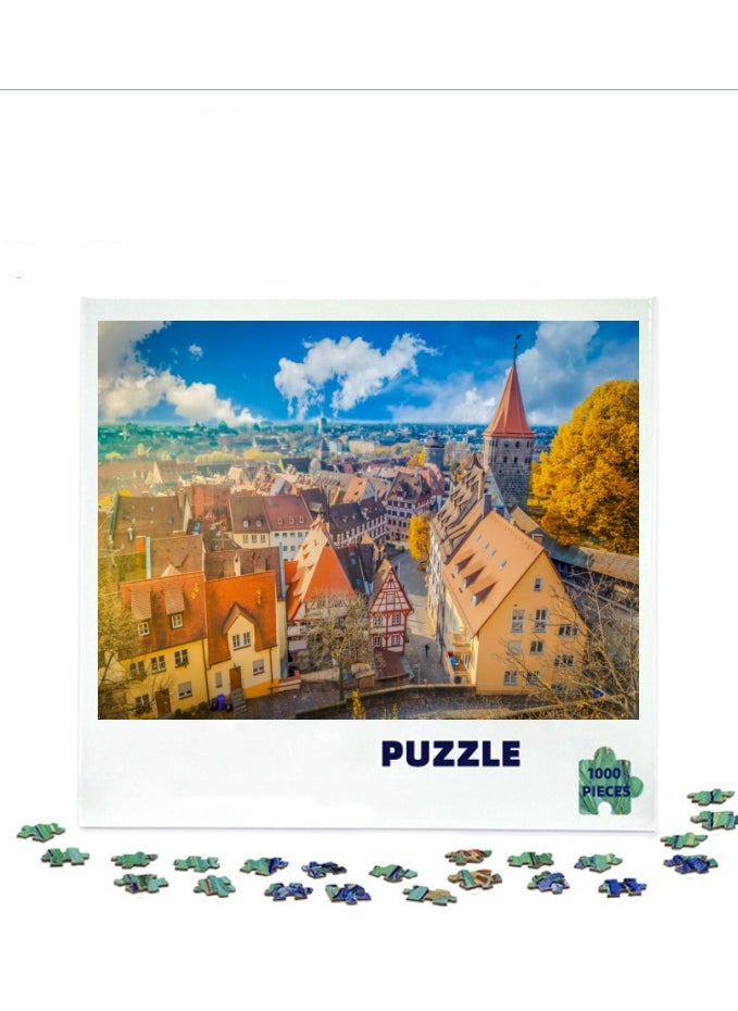 1000-Piece Colorful European Cityscape Puzzle