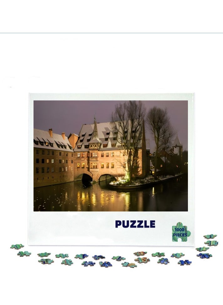 1000-Piece Colorful European Cityscape Puzzle for Adults