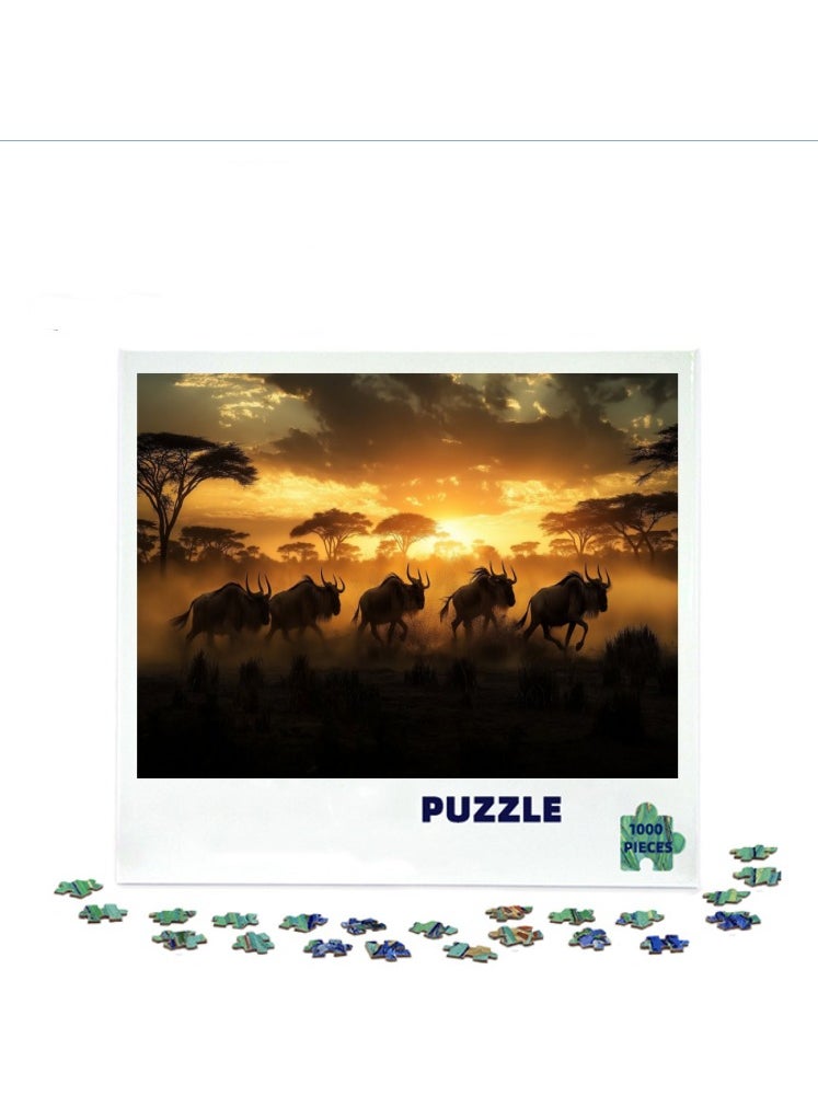 1000-Piece Dusk Prairie Herd Scenic Jigsaw Puzzle