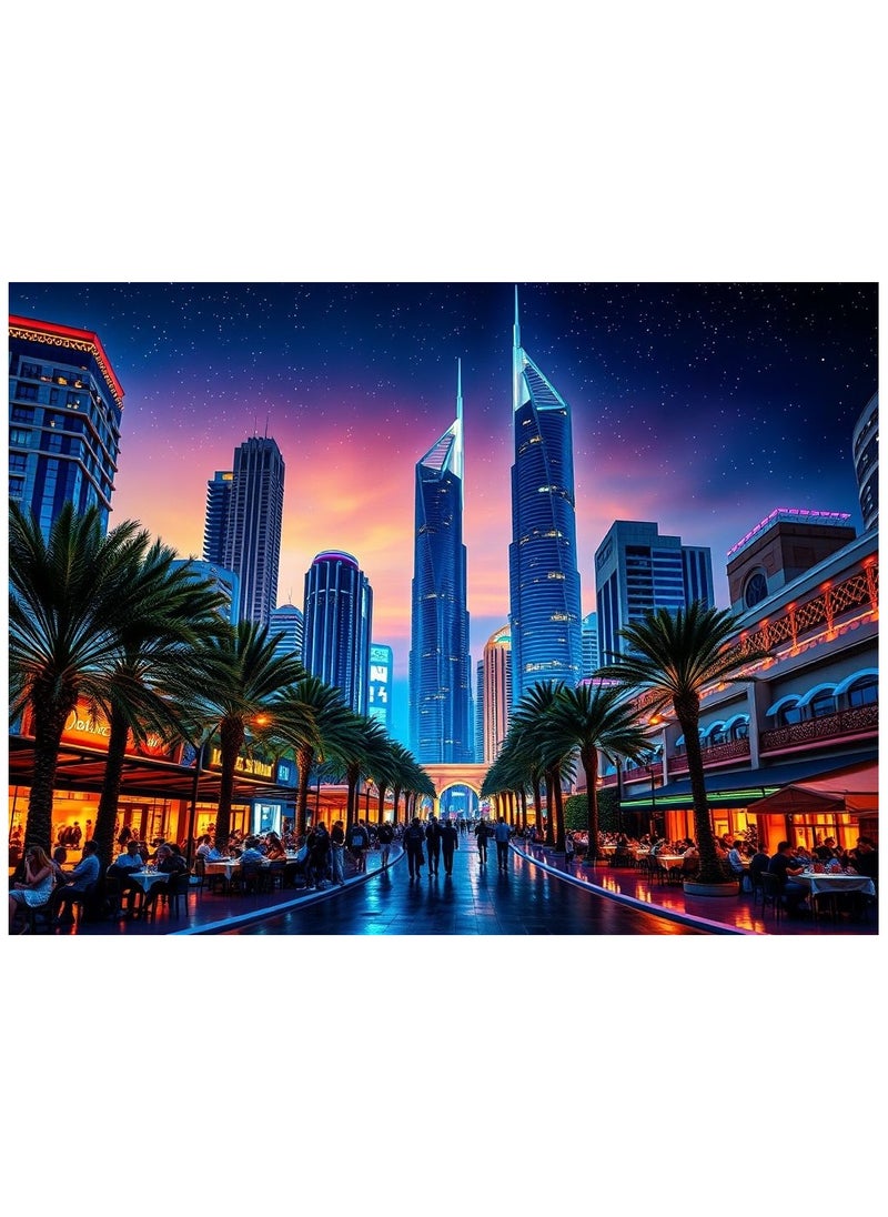 1000-Piece Dubai Nightscape Puzzle - Stunning Cityscape Jigsaw