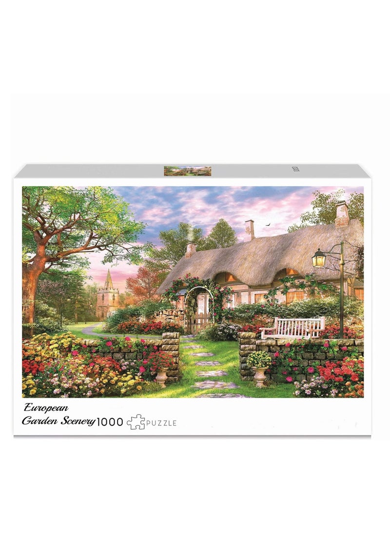 1000-Piece European Garden Scenic Puzzle - A Captivating Mind Challenge