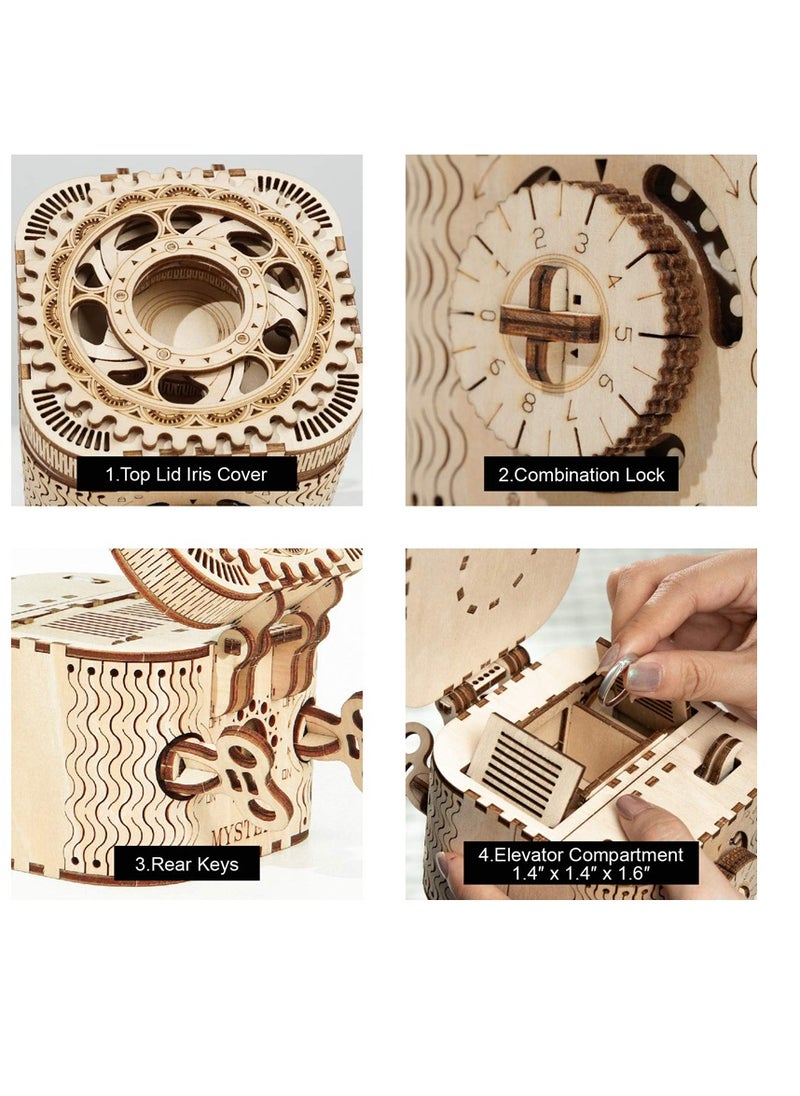 ROKR Treasure Box Mechanical Gears 3D Wooden Puzzle LK502 Premium 3D Puzzle Building Kits for Adults & Teens - Decorative Home Décor, Ramadan & Holiday Gift (Eid and Birthday) for Puzzle Enthusiasts, Stress Relief STEM Project