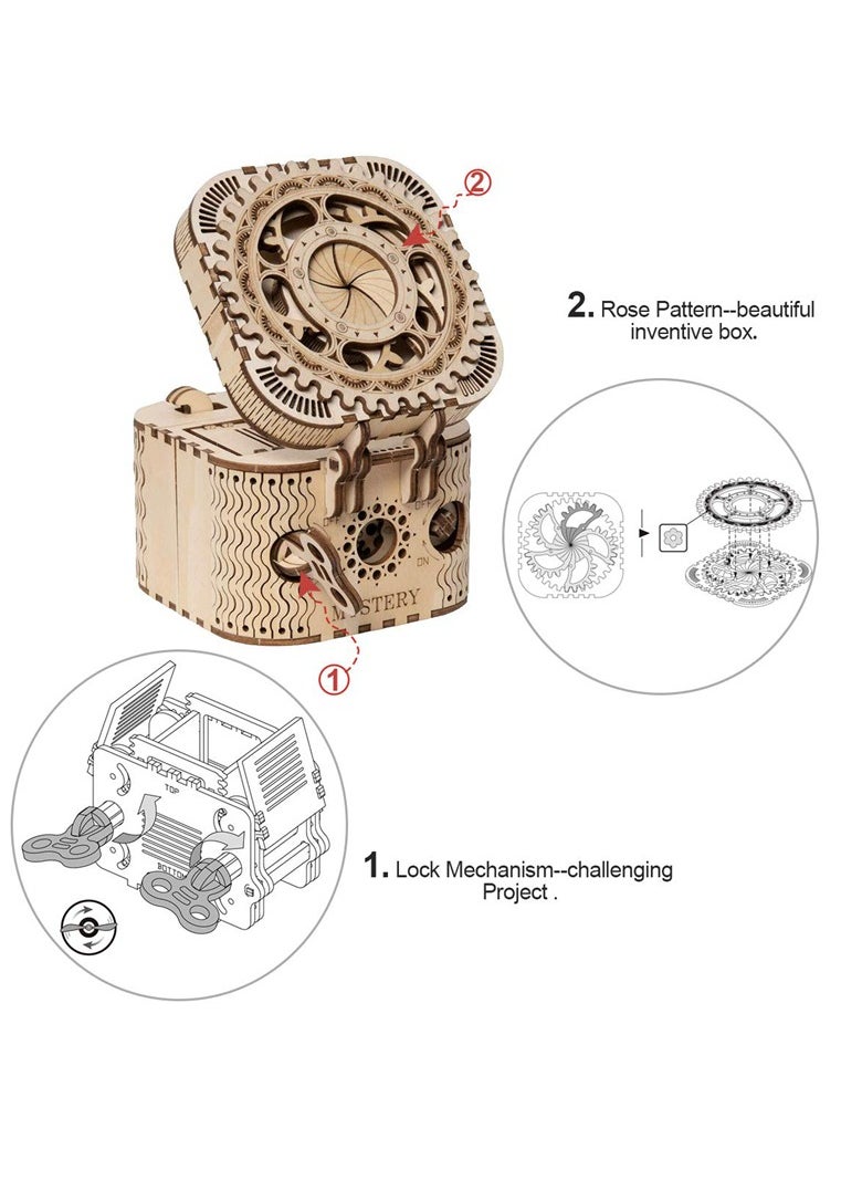 ROKR Treasure Box Mechanical Gears 3D Wooden Puzzle LK502 Premium 3D Puzzle Building Kits for Adults & Teens - Decorative Home Décor, Ramadan & Holiday Gift (Eid and Birthday) for Puzzle Enthusiasts, Stress Relief STEM Project