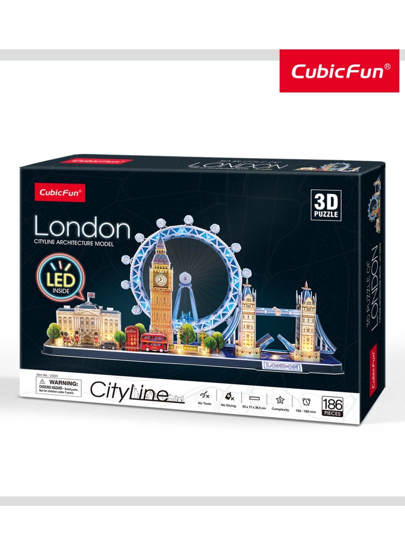 CubicFun 3D Puzzle City Line London 186 Pieces | Building Kit | For Adults and Children