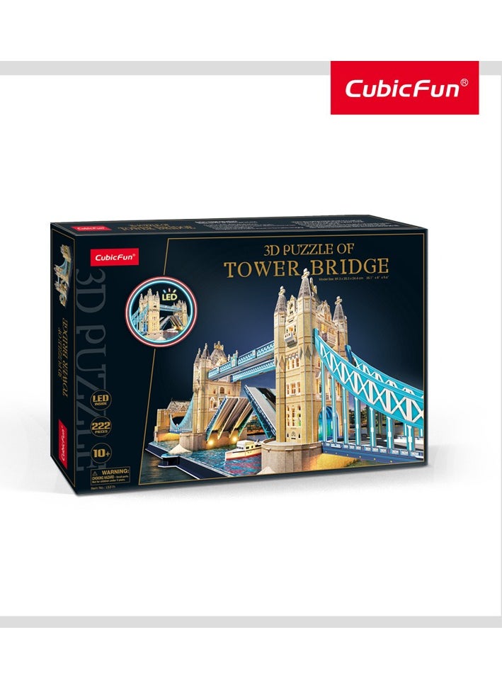 CubicFun 3D LED Puzzles Tower Bridge 222 Pieces | Building Kit | For Adults and Children