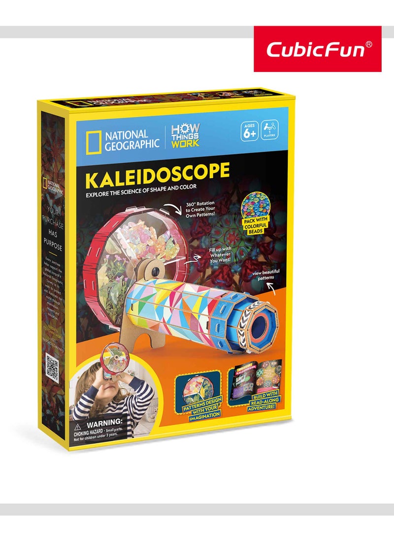 National Geographic 3D Puzzle Kaleidoscope with Wheel 19 Pieces | Building Kit | With Booklet | For Adults and Children