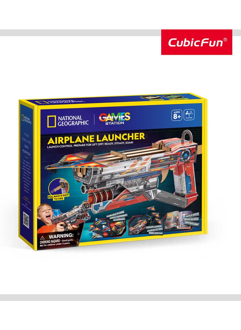 National Geographic 3D Puzzle Airplane Launcher 61 Pieces | Building Kit | with Booklet | For Adults and Children