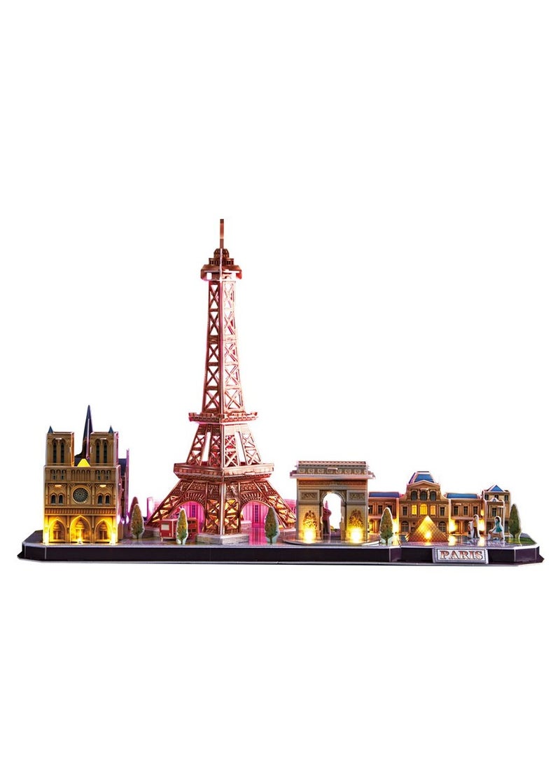 CubicFun 3D LED Puzzles City Line Paris 115-Pieces, Battery Operated | Building Kit | For Adult and Children