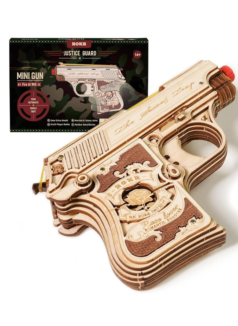 ROKR Mini Gun Toy Wooden 3D Puzzle LQ502 Premium 3D Puzzle Building Kits for Adults & Teens - Decorative Home Décor, Ramadan & Holiday Gift (Eid and Birthday) for Puzzle Enthusiasts, Stress Relief STEM Project