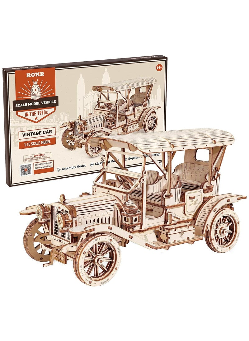 ROKR Vintage Car 3D Wooden Puzzle MC801 Premium 3D Puzzle Building Kits for Adults & Teens - Decorative Home Décor, Ramadan & Holiday Gift (Eid and Birthday) for Puzzle Enthusiasts, Stress Relief STEM Project