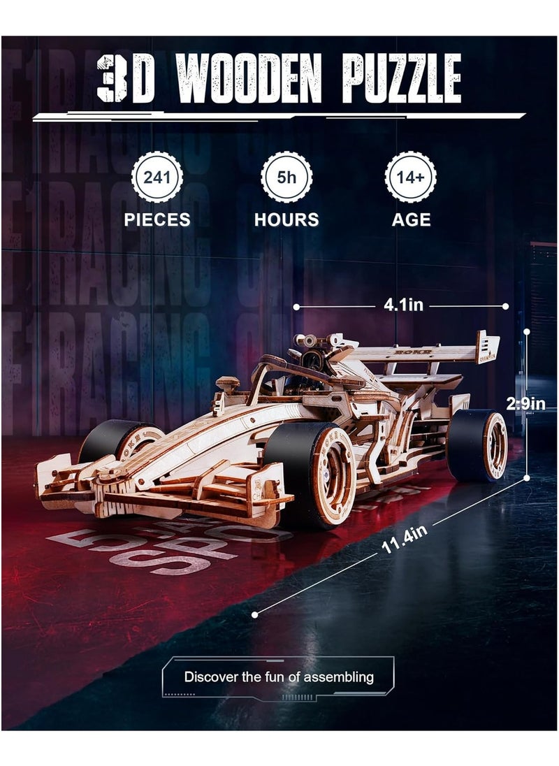 ROKR Racing Car 3D Wooden Puzzle LK505 Premium 3D Puzzle Building Kits for Adults & Teens - Decorative Home Décor, Ramadan & Holiday Gift (Eid and Birthday) for Puzzle Enthusiasts, Stress Relief STEM Project