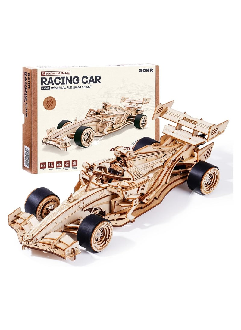 ROKR Racing Car 3D Wooden Puzzle LK505 Premium 3D Puzzle Building Kits for Adults & Teens - Decorative Home Décor, Ramadan & Holiday Gift (Eid and Birthday) for Puzzle Enthusiasts, Stress Relief STEM Project