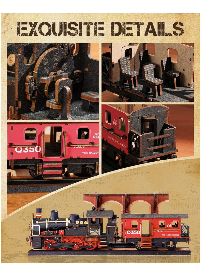 Rolife Steam Journey 3D Wooden Puzzle TGS01 Premium 3D Puzzle Building Kits for Adults & Teens - Decorative Home Décor, Ramadan & Holiday Gift (Eid and Birthday) for Puzzle Enthusiasts, Stress Relief STEM Project