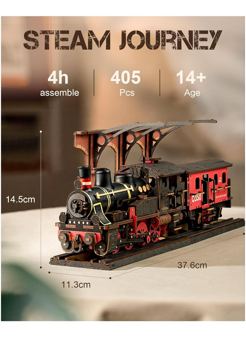 Rolife Steam Journey 3D Wooden Puzzle TGS01 Premium 3D Puzzle Building Kits for Adults & Teens - Decorative Home Décor, Ramadan & Holiday Gift (Eid and Birthday) for Puzzle Enthusiasts, Stress Relief STEM Project
