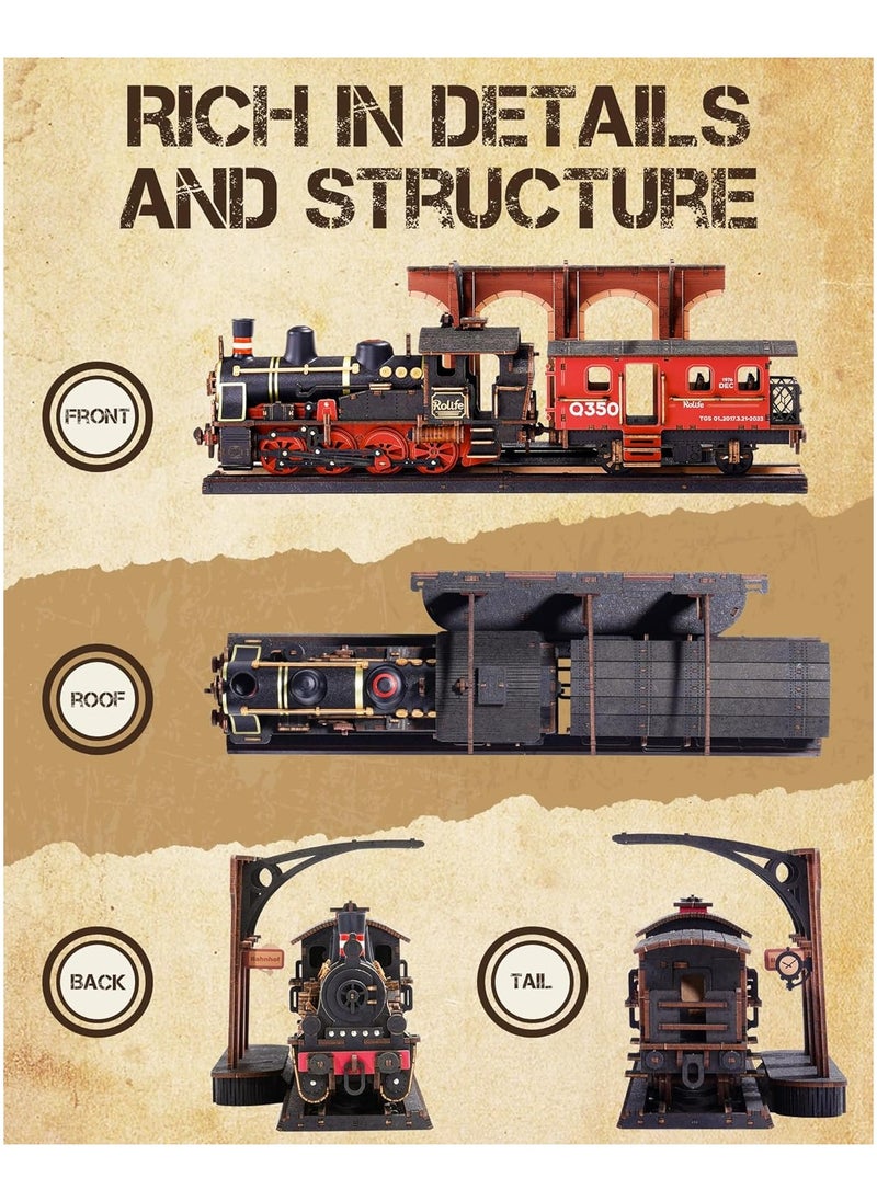 Rolife Steam Journey 3D Wooden Puzzle TGS01 Premium 3D Puzzle Building Kits for Adults & Teens - Decorative Home Décor, Ramadan & Holiday Gift (Eid and Birthday) for Puzzle Enthusiasts, Stress Relief STEM Project