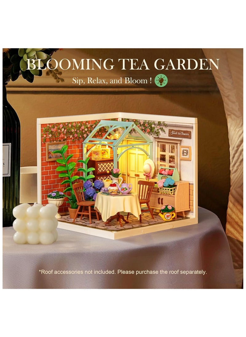 Rolife Blooming Tea Garden DIY Plastic Miniature House DW013B Premium 3D Puzzle Building Kits for Adults & Teens - Decorative Home Décor, Ramadan & Holiday Gift (Eid and Birthday) for Puzzle Enthusiasts, Stress Relief STEM Project