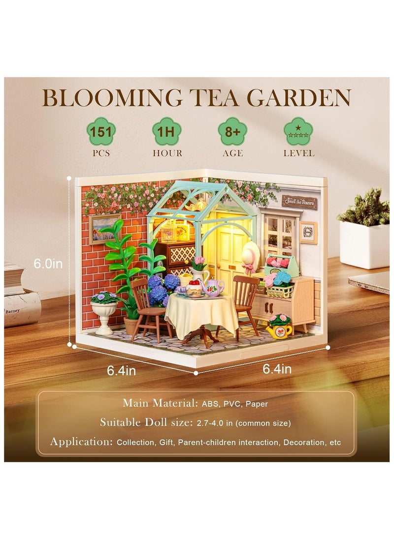 Rolife Blooming Tea Garden DIY Plastic Miniature House DW013B Premium 3D Puzzle Building Kits for Adults & Teens - Decorative Home Décor, Ramadan & Holiday Gift (Eid and Birthday) for Puzzle Enthusiasts, Stress Relief STEM Project