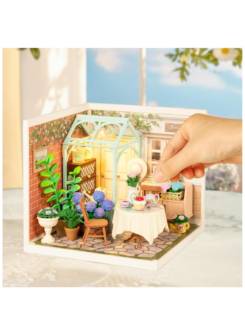 Rolife Blooming Tea Garden DIY Plastic Miniature House DW013B Premium 3D Puzzle Building Kits for Adults & Teens - Decorative Home Décor, Ramadan & Holiday Gift (Eid and Birthday) for Puzzle Enthusiasts, Stress Relief STEM Project