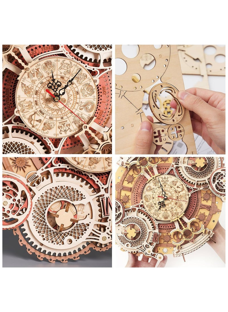 ROKR Zodiac Wall Clock Mechanical Time Art Engine LC601 Premium 3D Puzzle Building Kits for Adults & Teens - Decorative Home Décor, Ramadan & Holiday Gift (Eid and Birthday) for Puzzle Enthusiasts, Stress Relief STEM Project