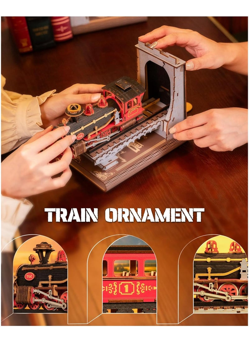 Rolife Century Train DIY Book Nook TGE01 Premium 3D Puzzle Building Kits for Adults & Teens - Decorative Home Décor, Ramadan & Holiday Gift (Eid and Birthday) for Puzzle Enthusiasts, Stress Relief STEM Project