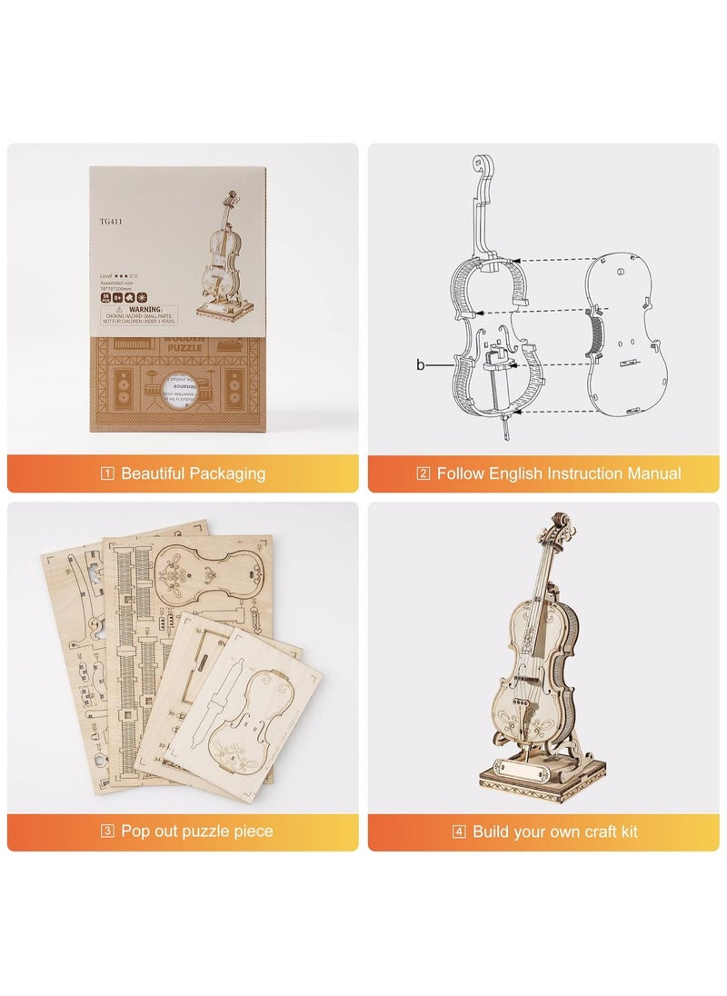 Rolife Cello TG411Premium 3D Puzzle Building Kits for Adults & Teens - Decorative Home Décor, Ramadan & Holiday Gift (Eid and Birthday) for Puzzle Enthusiasts, Stress Relief STEM Project