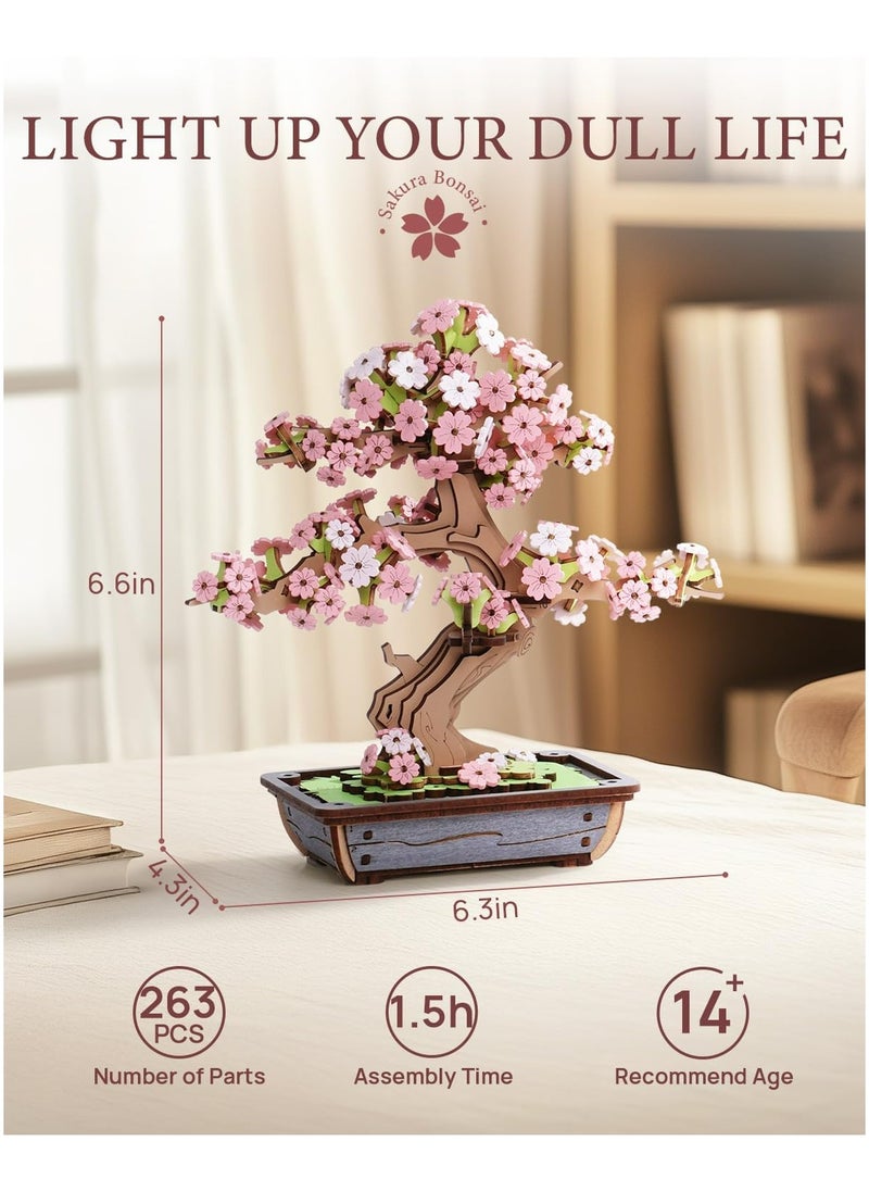 Rolife Sakura Bonsai DIY Wooden 3D Puzzle TG415 Premium 3D Puzzle Building Kits for Adults & Teens - Decorative Home Décor, Ramadan & Holiday Gift (Eid and Birthday) for Puzzle Enthusiasts, Stress Relief STEM Project