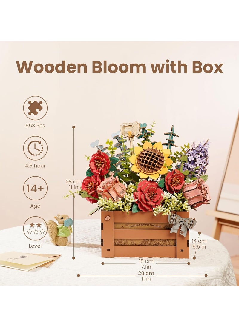 Rowood Wooden Bloom Box DIY 3D Puzzle TW02H Premium 3D Puzzle Building Kits for Adults & Teens - Decorative Home Décor, Ramadan & Holiday Gift (Eid and Birthday) for Puzzle Enthusiasts, Stress Relief STEM Project