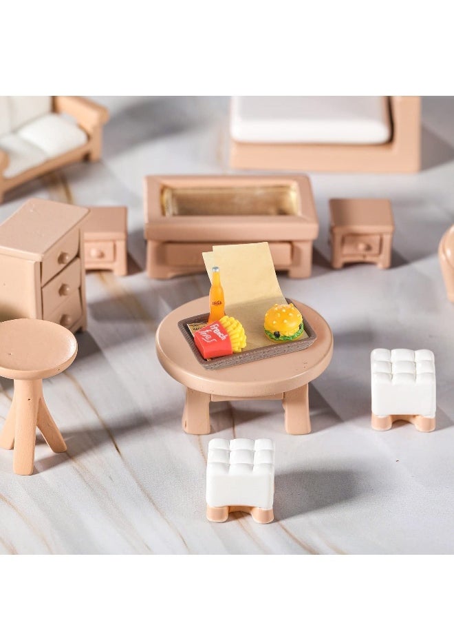 Miniature Food Toy Miniature Doll House Accessories Miniature Play Sets Small Doll Food Dollhouse Food Hamburger Fries Soda Milk Juice Bread Jam Cup Egg for Pretend Play Kitchen