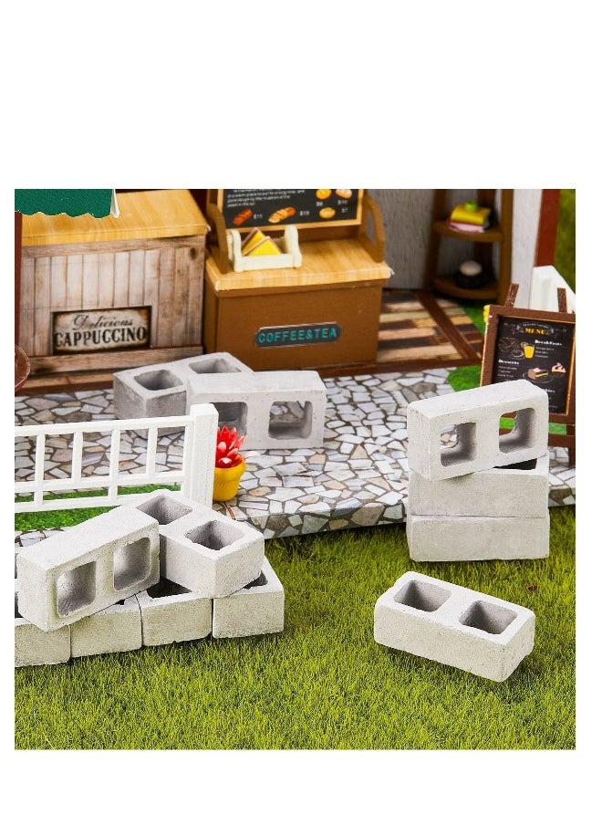 24 Pcs Miniature Cinder Blocks, Mini Bricks with 1/12 Scale, Mini Dollhouse Accessories, Mini Cement Building Blocks, Suitable for Kids (Gray)