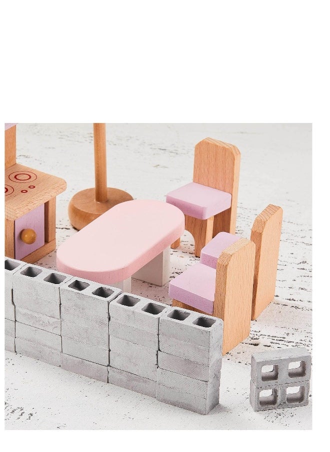 24 Pcs Miniature Cinder Blocks, Mini Bricks with 1/12 Scale, Mini Dollhouse Accessories, Mini Cement Building Blocks, Suitable for Kids (Gray)