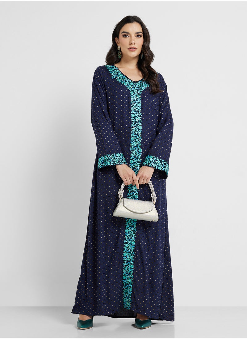 Rayon Butti Jalabiya with Panel Embroidery (VG2292)