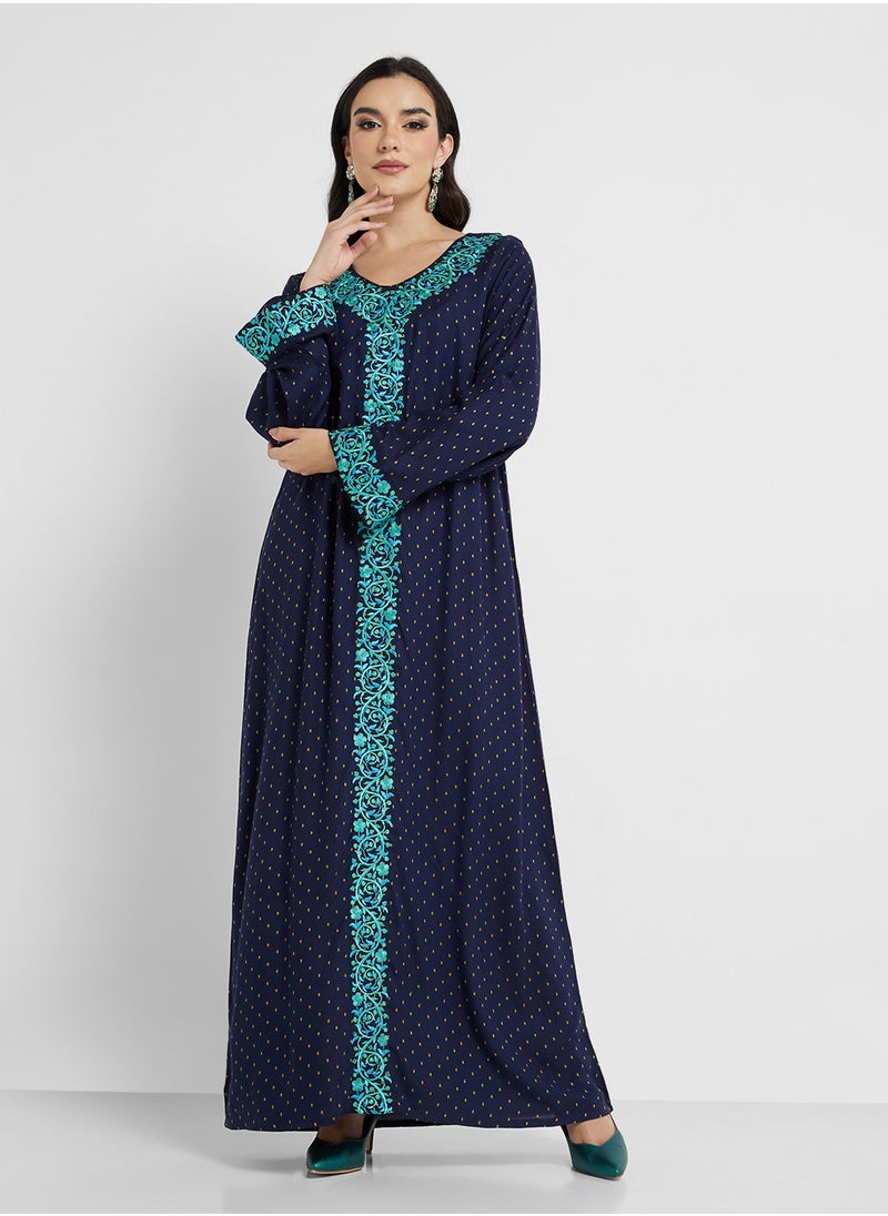 Rayon Butti Jalabiya with Panel Embroidery (VG2292)