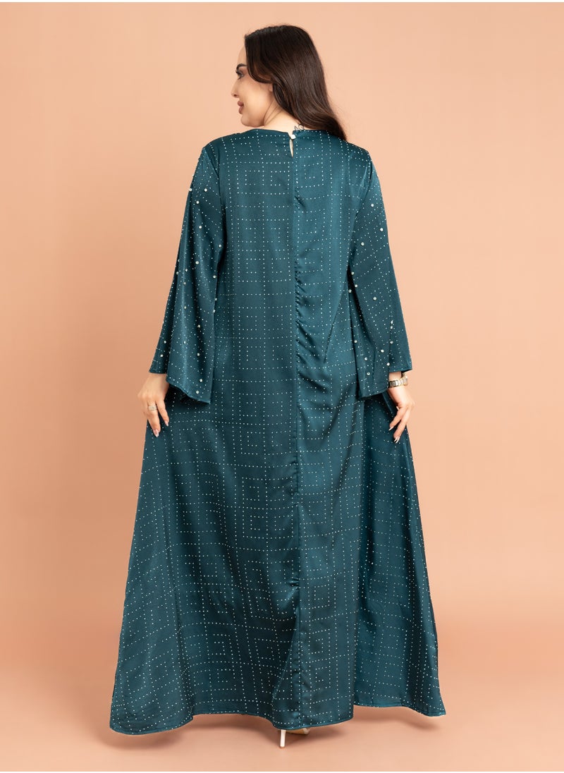 Crystal Patterns Luxury Jalabiya Blue