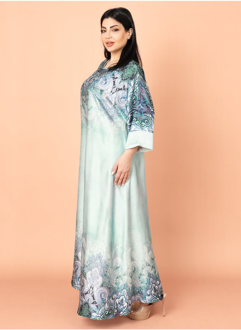 Abstract Design Modern Jalabiya Green