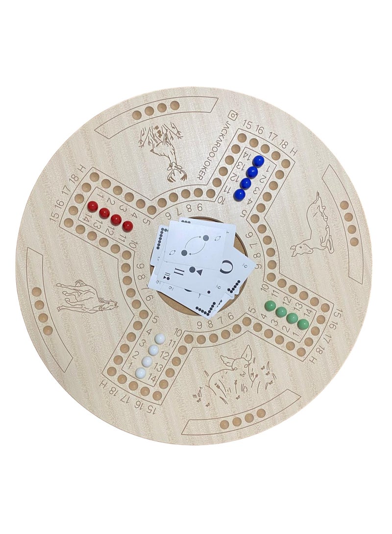 Jackaroo Board Game Set, Double-Sided 4-6 Player, with Marbles, Cards and Carrying Bag