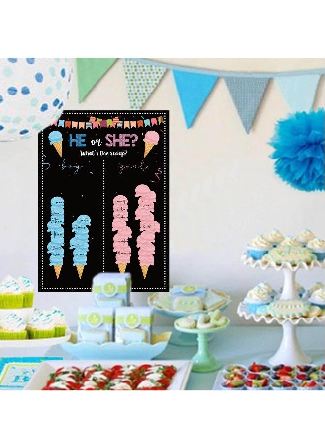 Baby Gender Reveal Board, Party Supplies Kit with Decorations Games Gender Reveal Voting Poster Board with Stickers, Chalkboard Design Party Games Kit (Bee)