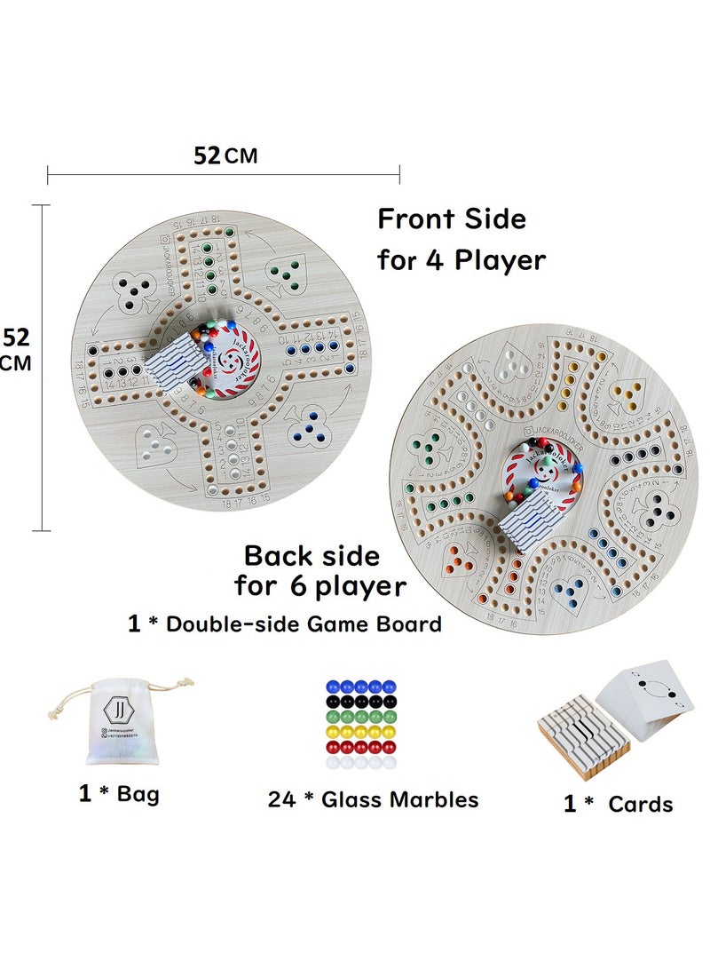 Jackaroo Classic Board Game, Double-Sided, 4-6 Players, with Marbles and Cards