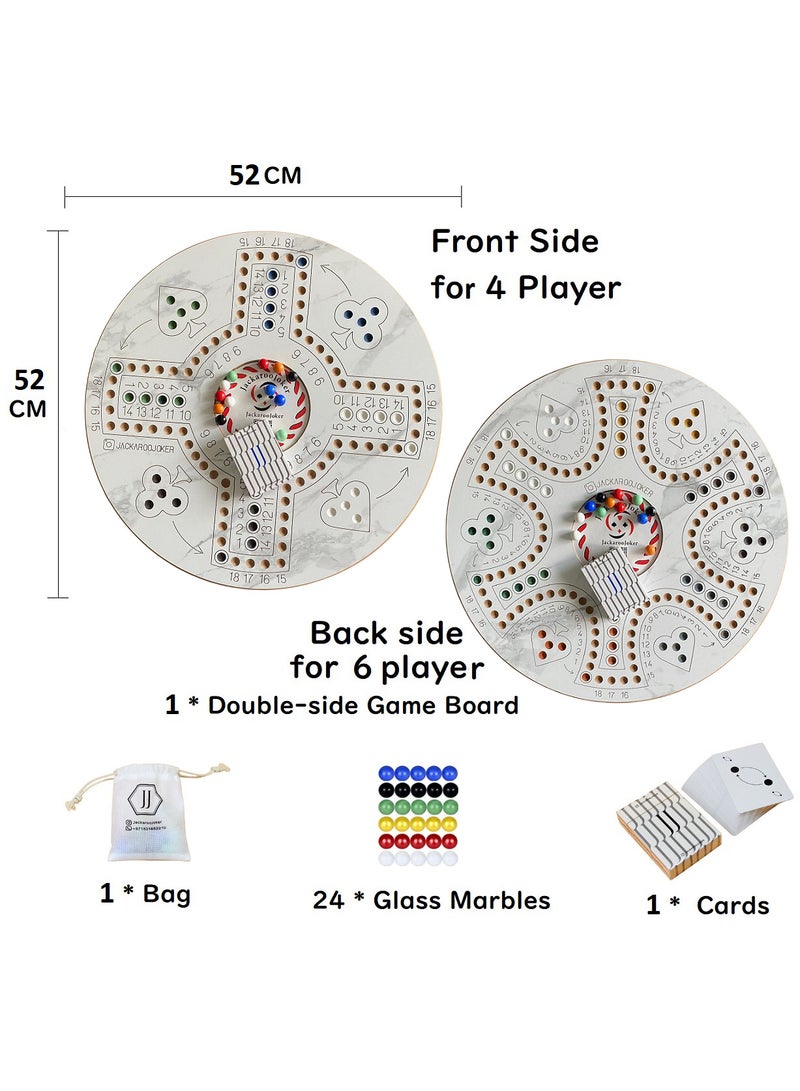 Jakaroo Joker Board Game, 4-6 Players, Wooden Game Board with Marbles, Family Strategy Game