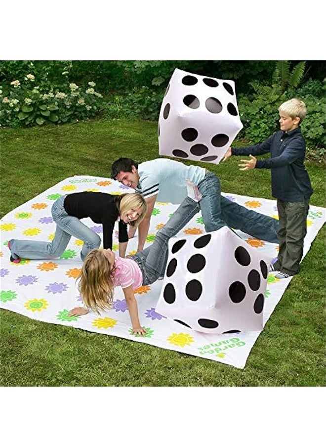 2 Pcs Jumbo Inflatable Dice, 20 White and Black Giant Dice for Indoor and Outdoor Broad Game, Ludo and Pool Party