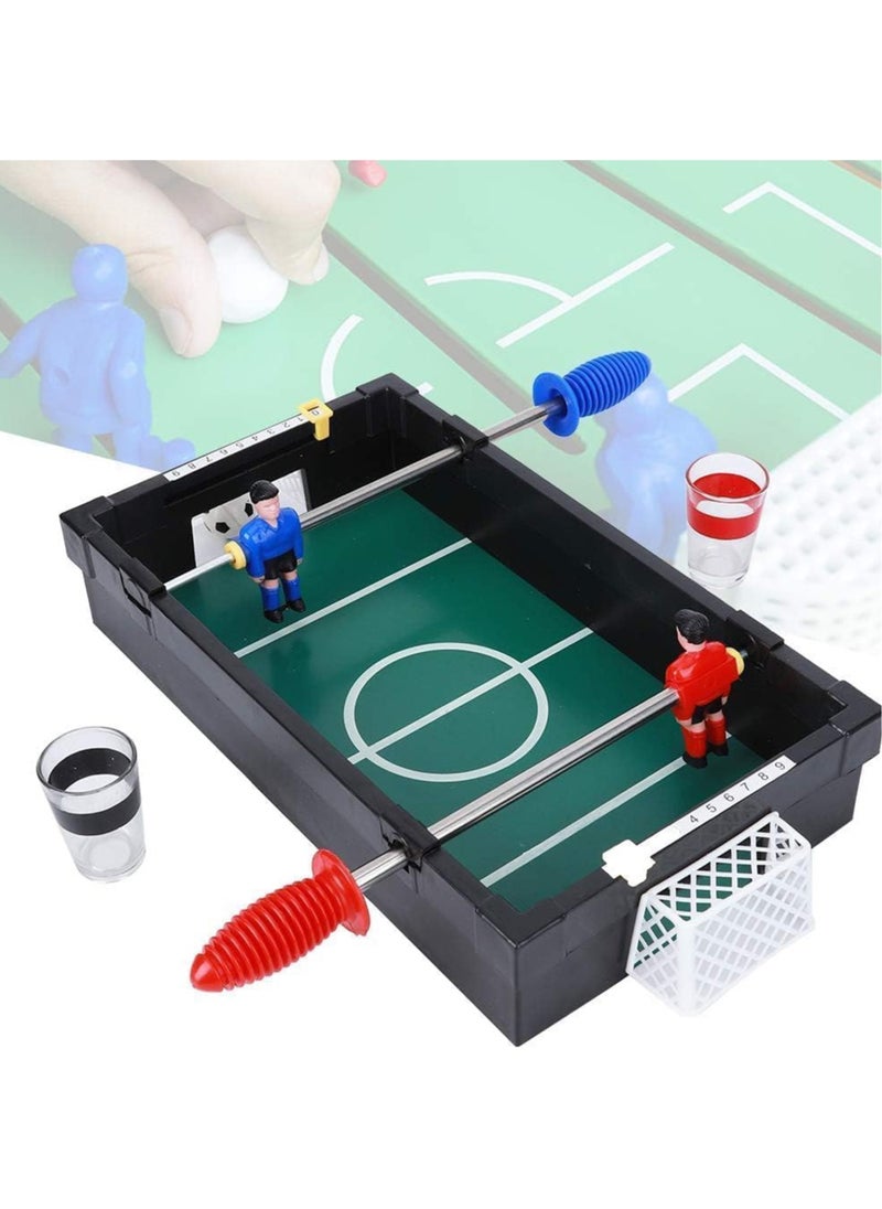 Foosball Drinking Shot Game - Portable Mini Table Football/Soccer Set with 2 Shot Glasses for Adults and Kids, Includes Two Balls and Score Keeper