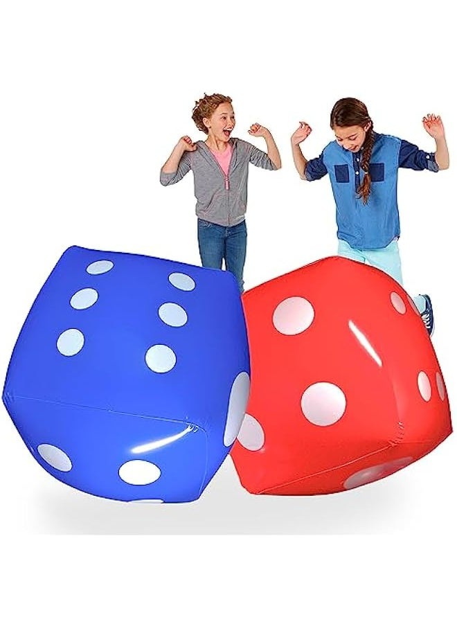 16 Jumbo Inflatable Dice (2-Pack) - Red and Blue Giant Dice for Indoor & Outdoor Board Games, Ludo, Pool Parties - Fun & Versatile Party Decorations and Game Accessories