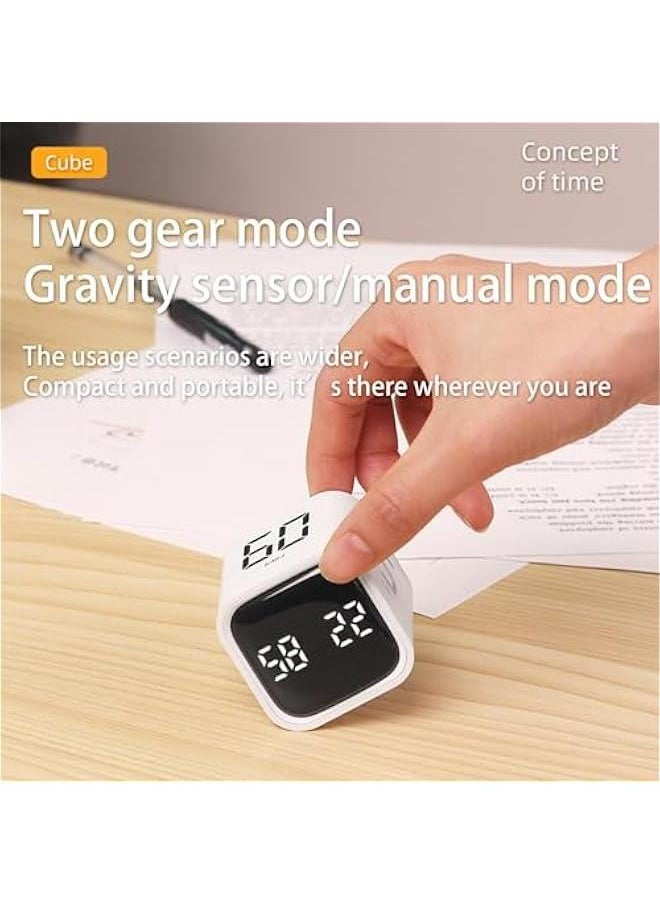 Cube Timer,Rotation Timer,5/10/30/60 Minutes and Custom Countdown with LED Display,Productivity Timer,Pause and Resume,Silent,Vibrate and Adjustable Sound Alarm for Work,Study,Kitchen (Black)