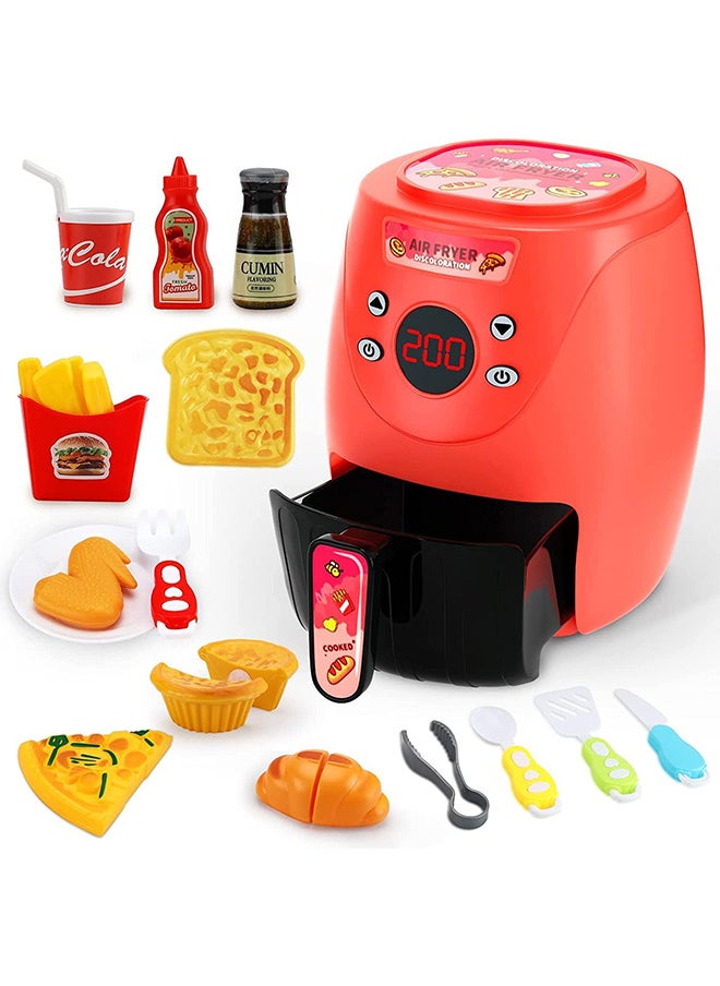 Kids Air Fryer with Play Food Toys Toddler Kitchen Cooking Playset Toys Gift