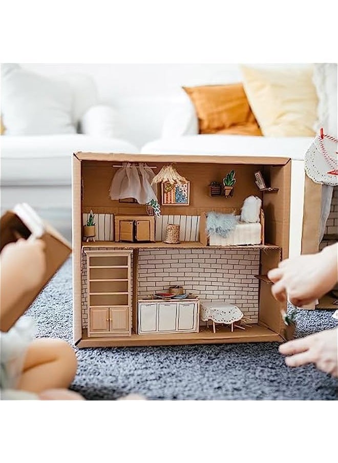 Dollhouse Wooden Bookshelf Mini Wood Drawer Cabinet Miniature TV Cabinet Model Mini Bookcase Storage Shelves Dollhouse Furniture for 1: 12 Dollhouse Decoration Accessories