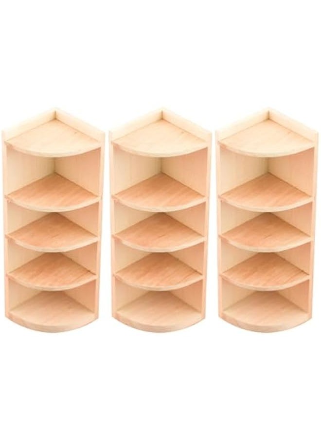 Dollhouse Corner Shelf 1/12 Wooden Dollhouse Corner Mini Cabinet Crafts Dollhouse Wooden Furniture Tiny Shelf Model Playhouse Mini Rustic Storage Shelf Bookshelf Bedroom Decor, 3pcs