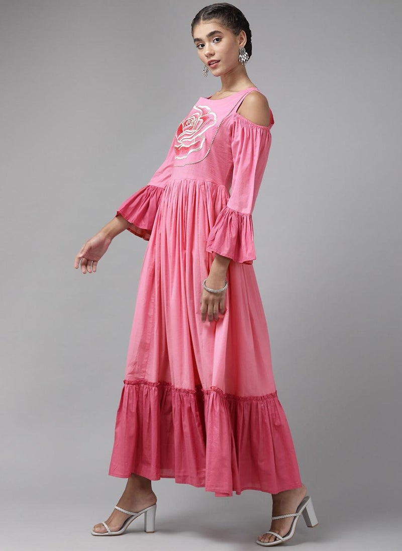 Pink Ethnic Maxi Dress