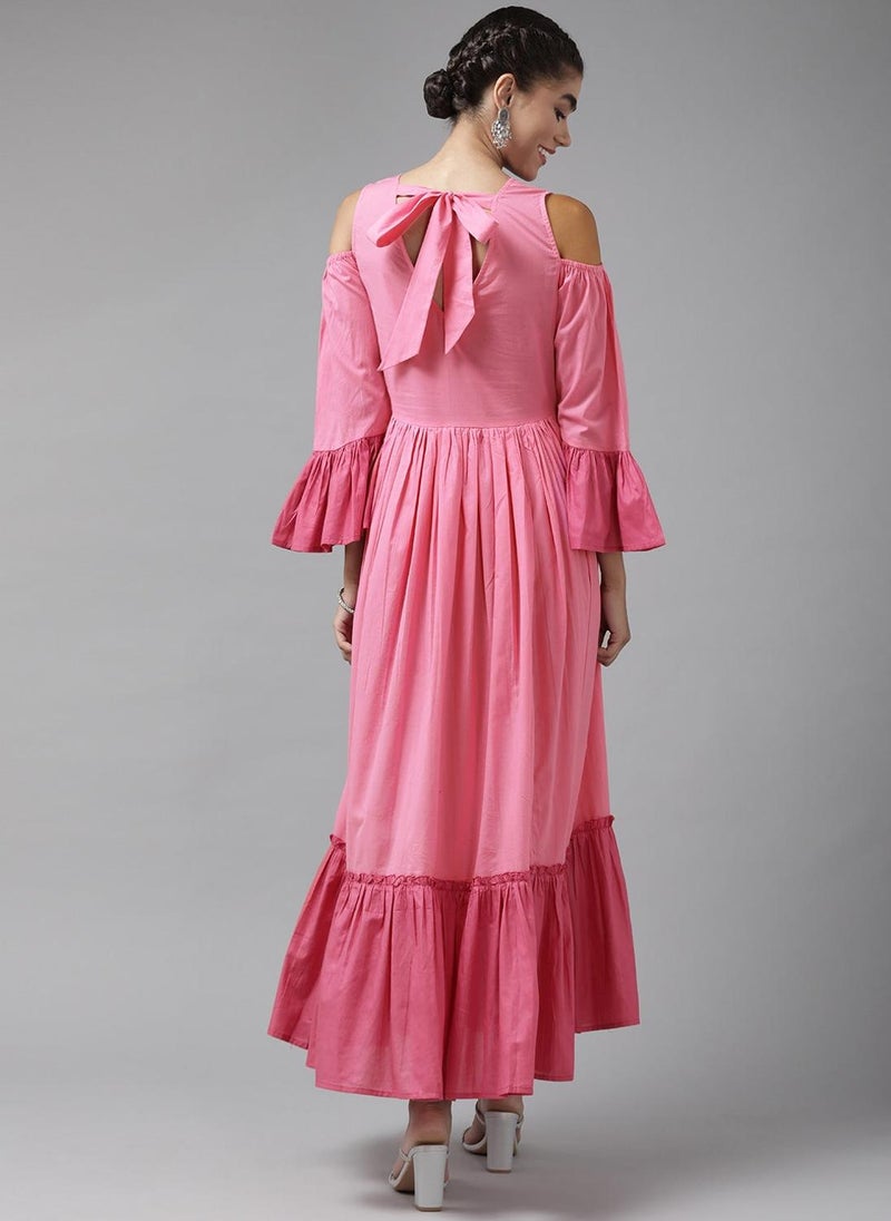 Pink Ethnic Maxi Dress