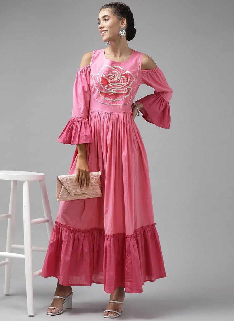 Pink Ethnic Maxi Dress