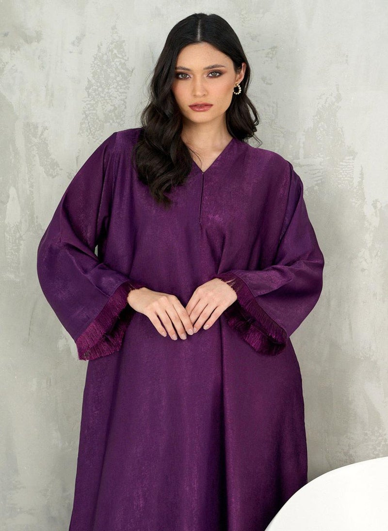 Purple Fringe Kaftan with Sheila